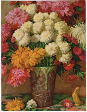 Vintage calendar art of flowers